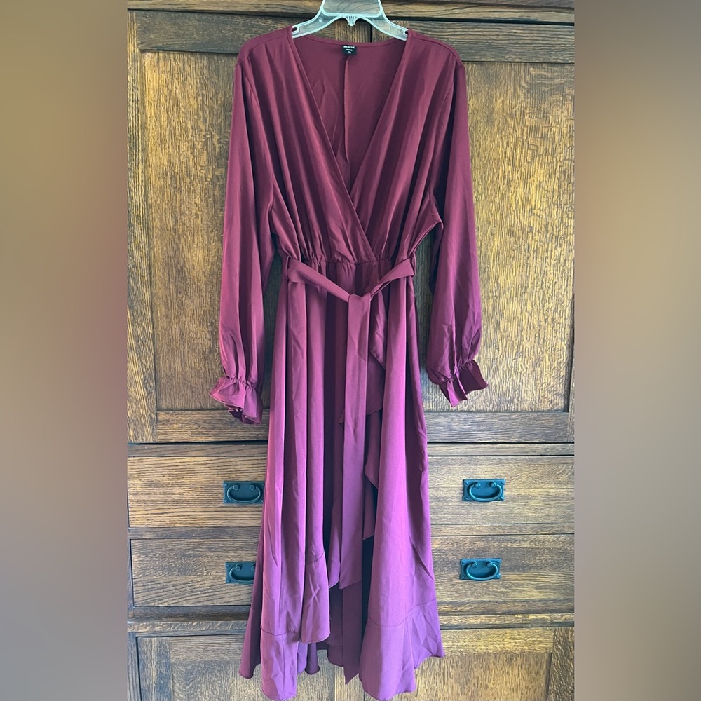 Elegant Burgundy Wrap Dress
